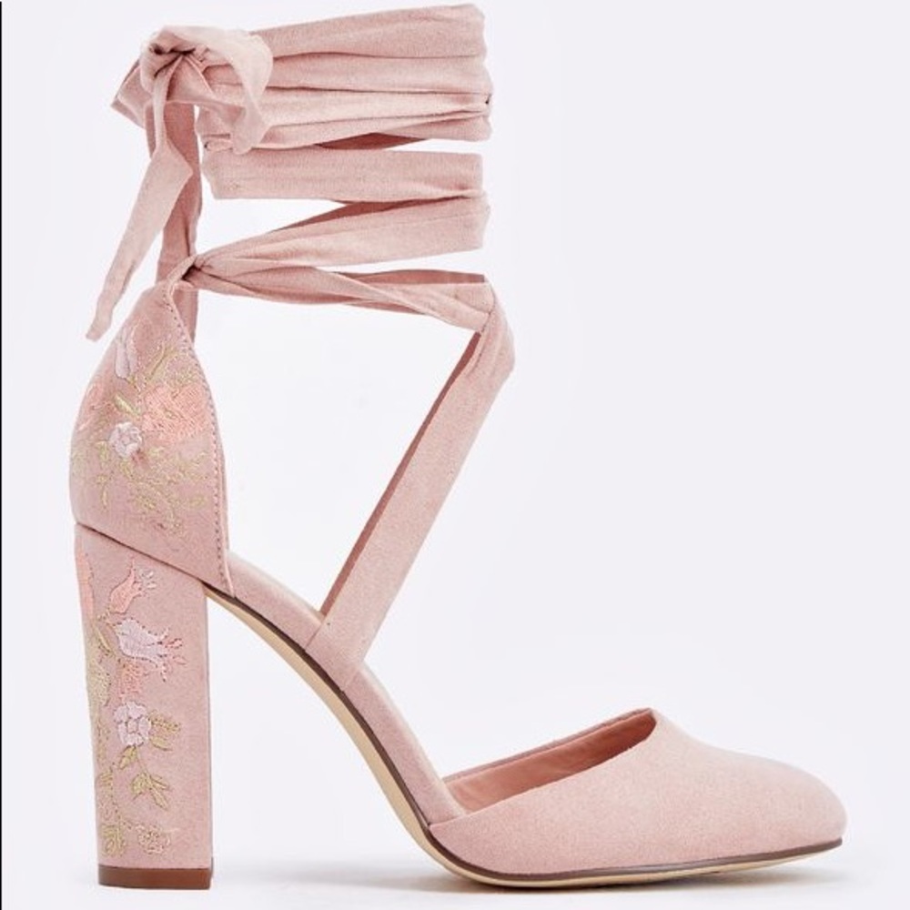 JustFab blush suede heels